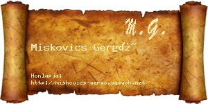 Miskovics Gergő névjegykártya